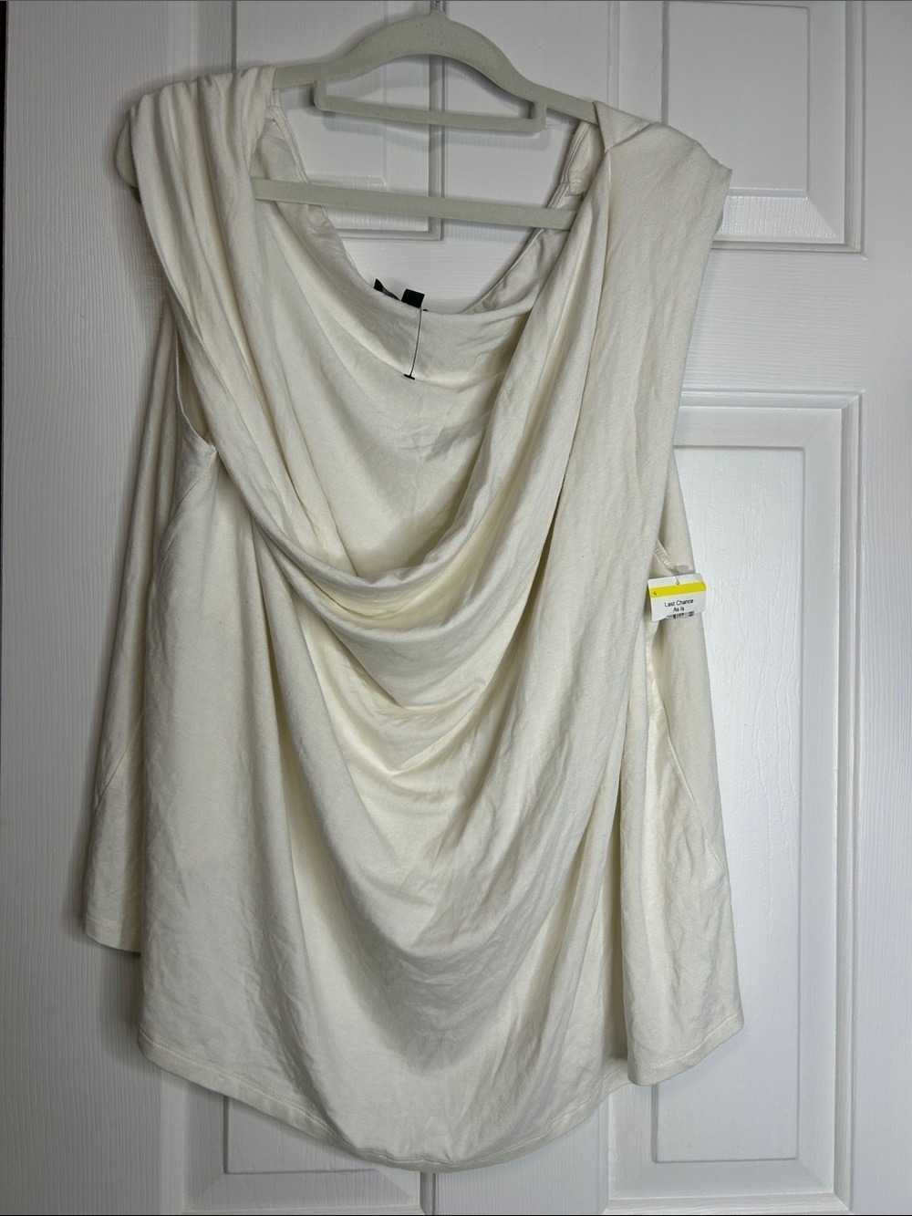 Eloquii Cream Draped Cowl Neck Tank